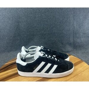 Adidas Originals Kids Gazelle J shoes Black/White/Metallic Gold Size 5 Big Kid's